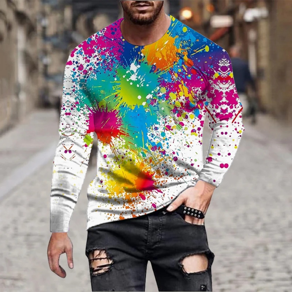 Men'S Fashion 2025 - Kaos Lengan Panjang Pria Motif Percikan