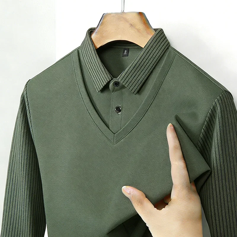 Men'S Fashion Essentials - Kemeja Pria Dua Potong Palsu Kerah