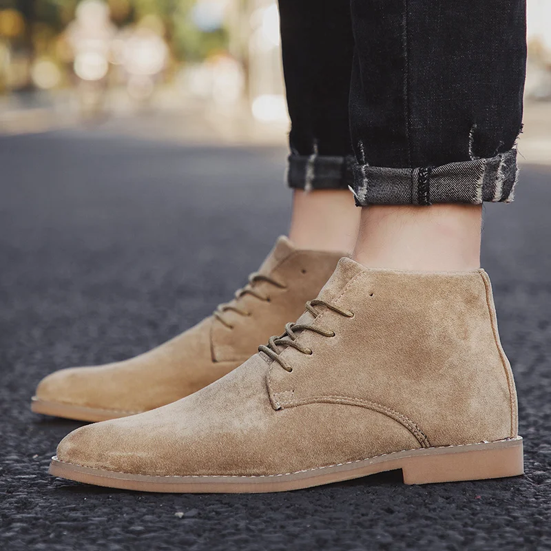 Mens Fashion Dress Shoes - Sepatu Chelsea Khaki Fashion Pria Gaya