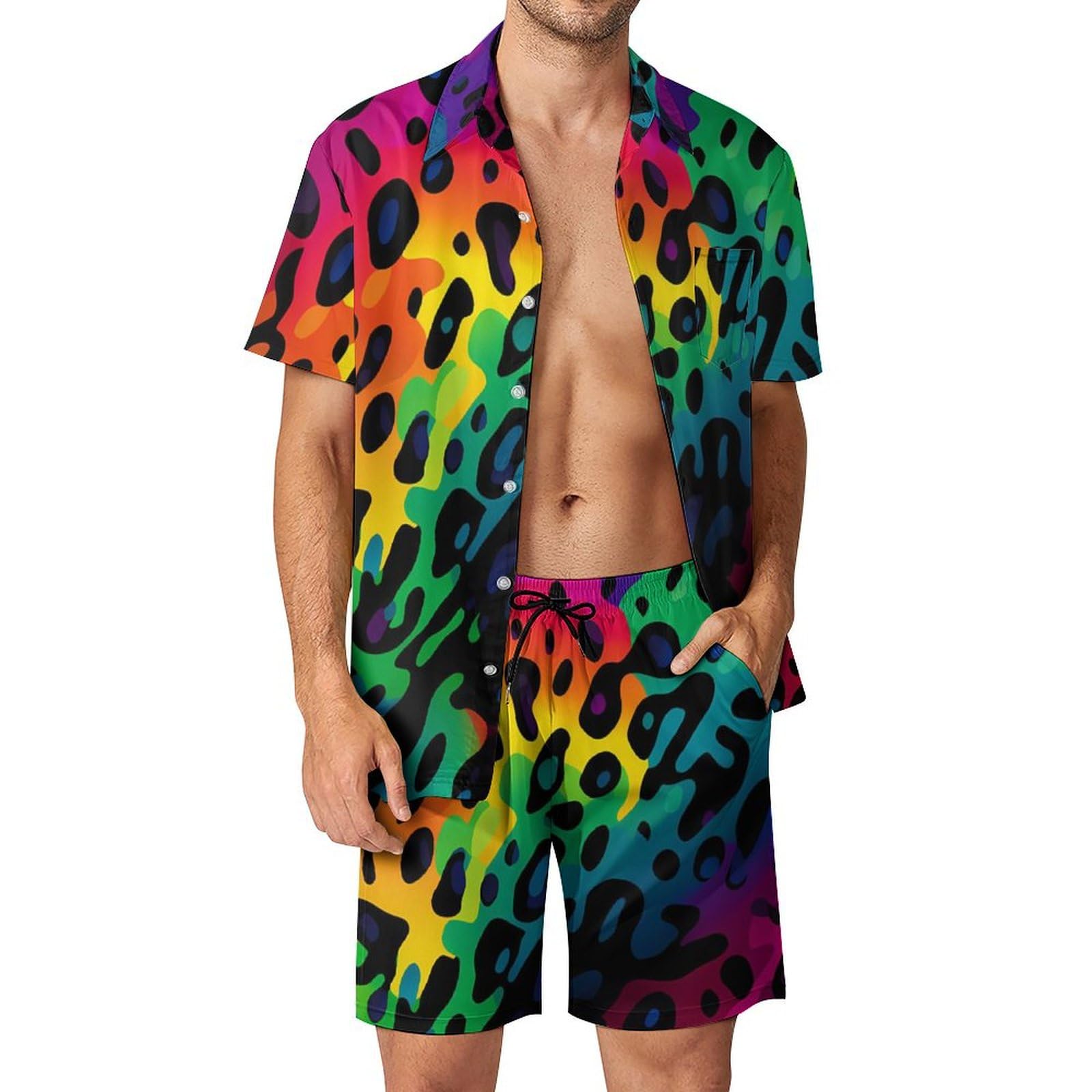 Men'S Fashion Essentials - Setelan Kemeja Pria Motif Geometris 3D