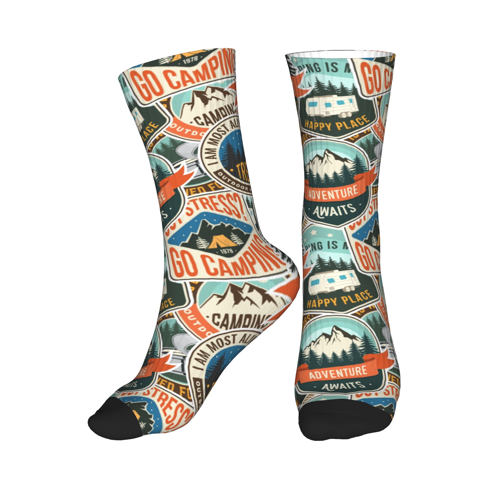 Mens Fashion Dress - Kaus Kaki Pria Vintage Motif Gunung