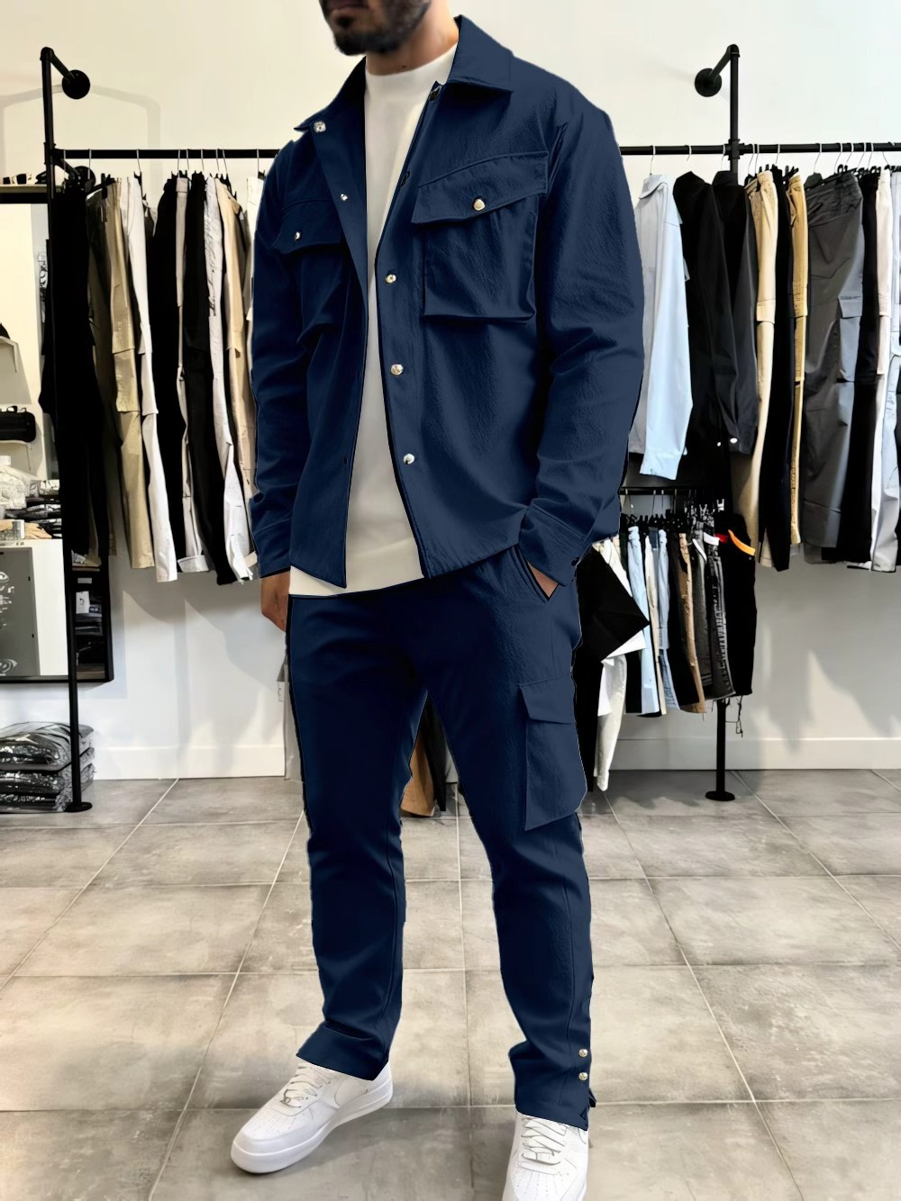 Jacket Mens Fashion - Pakaian Kerja Warna Solid Pria Musim