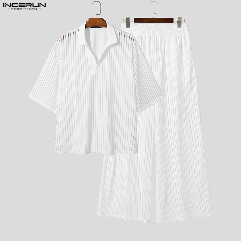 INCERUN Set Pria Celana Kemeja - Men'S Fashion Pants ulasan dan harga