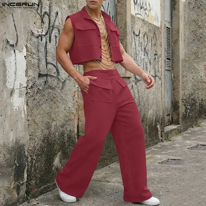 INCERUN Set Pria Atasan Crop T - Men'S Fashion Pants ulasan dan harga