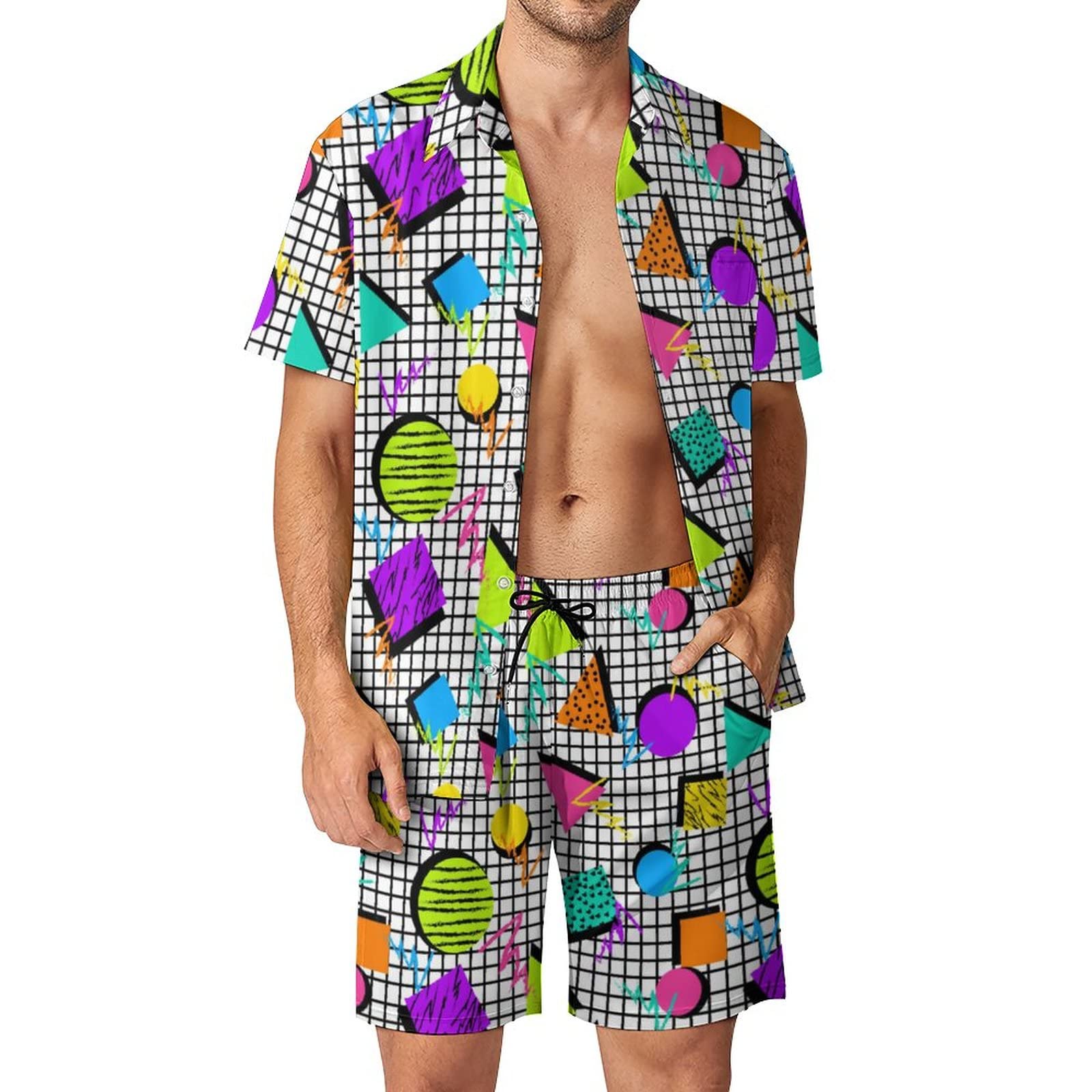 Setelan Kemeja Pria Motif Geom - Men'S Fashion Essentials ulasan dan harga