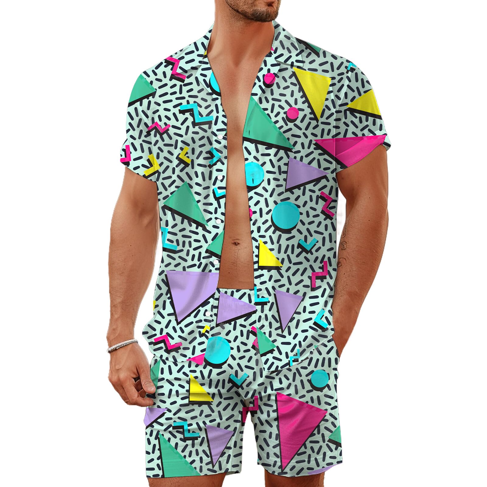 Setelan Kemeja Pria Motif Geom - Men'S Fashion Essentials ulasan dan harga