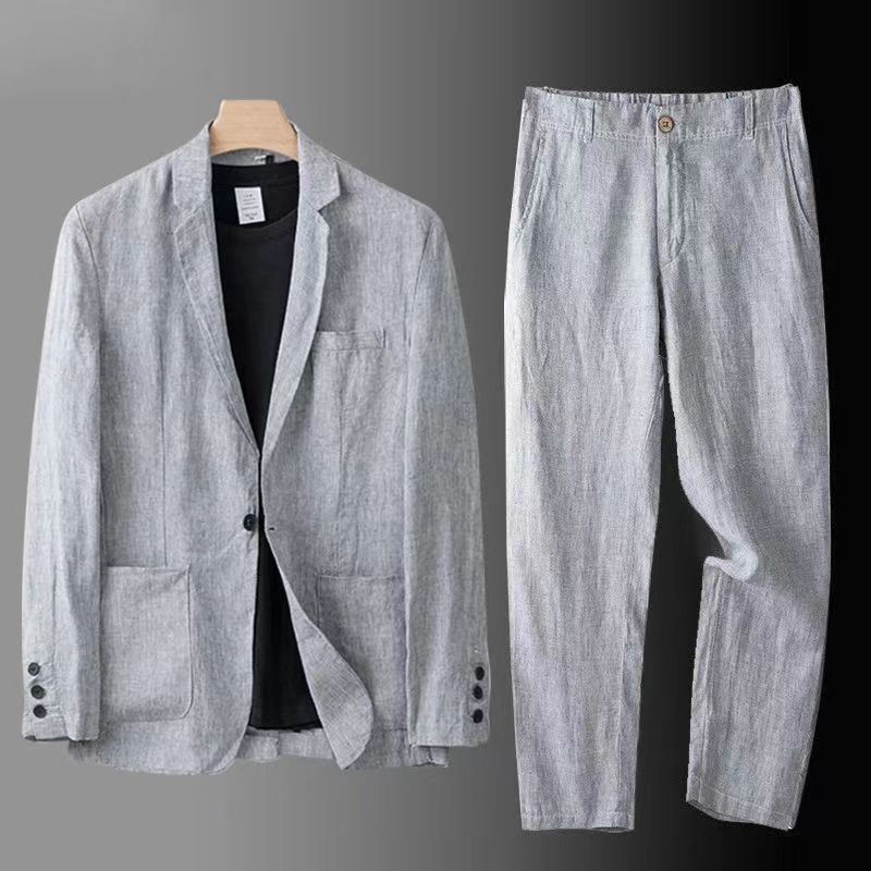 Setelan Linen Pria Musim Semi  - Jacket Mens Fashion ulasan dan harga